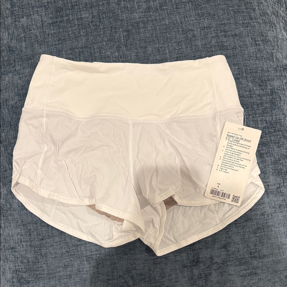 Lululemon White Speed Up HR Short 2.5